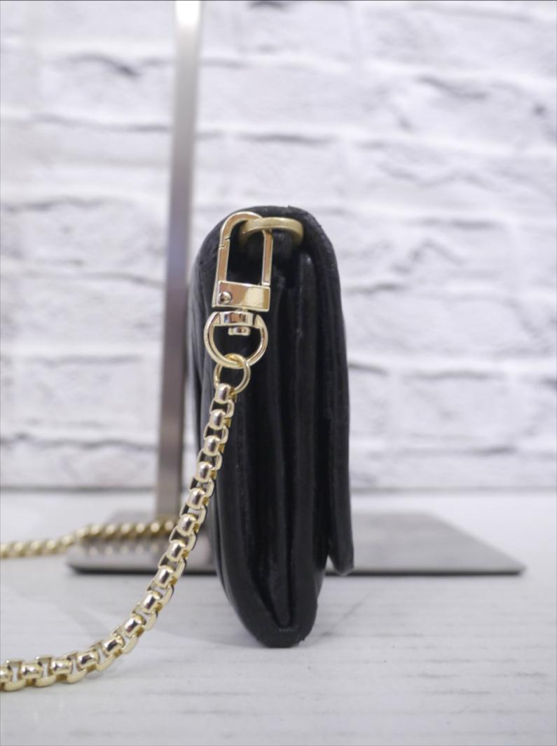 ◆miu miu マテラッセ ショルダー ウォレット バッグ ポシェット 黒x金