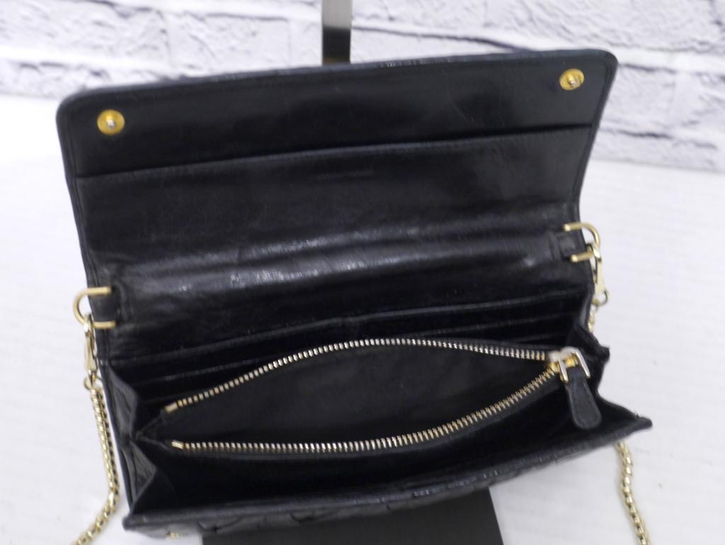 ◆miu miu マテラッセ ショルダー ウォレット バッグ ポシェット 黒x金