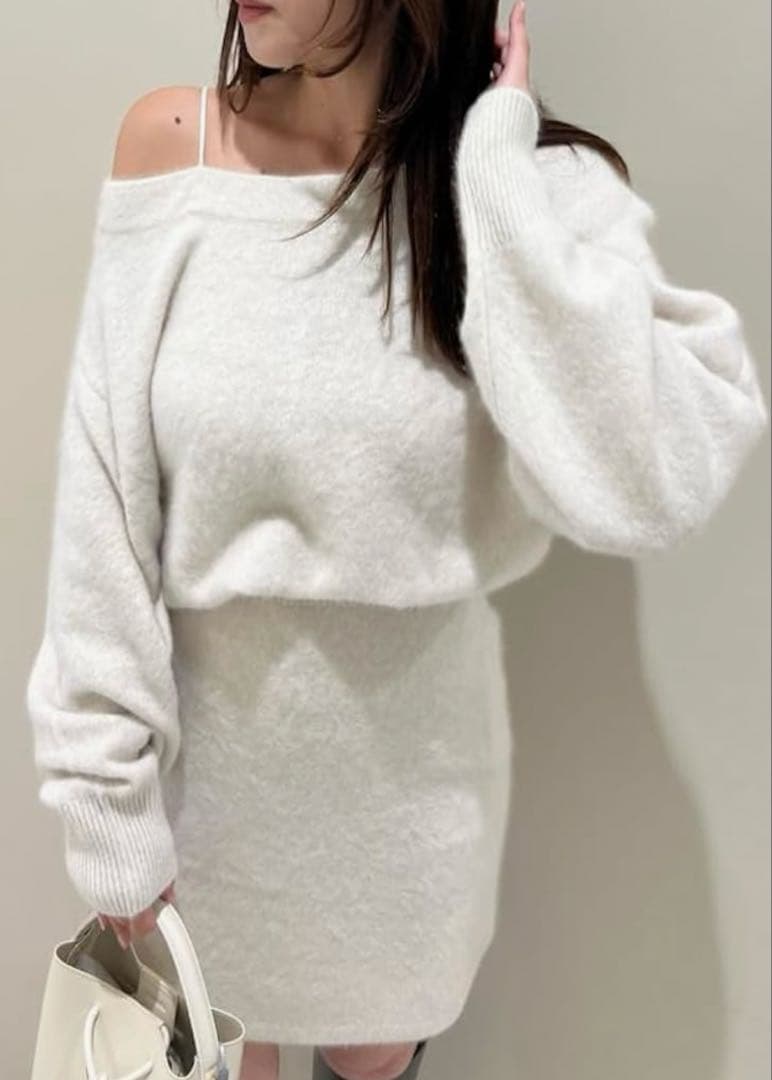 SNIDEL フォックスカシミヤキャミオフショルプルオーバー セットアップ SNIDEL フォックスカシミヤキャミオフショルプルオーバー セットアップ