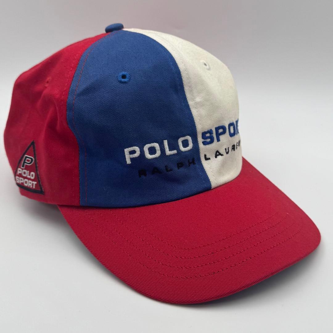 極美品 90s POLO SPORT ポロスポーツ トリコロール キャップ