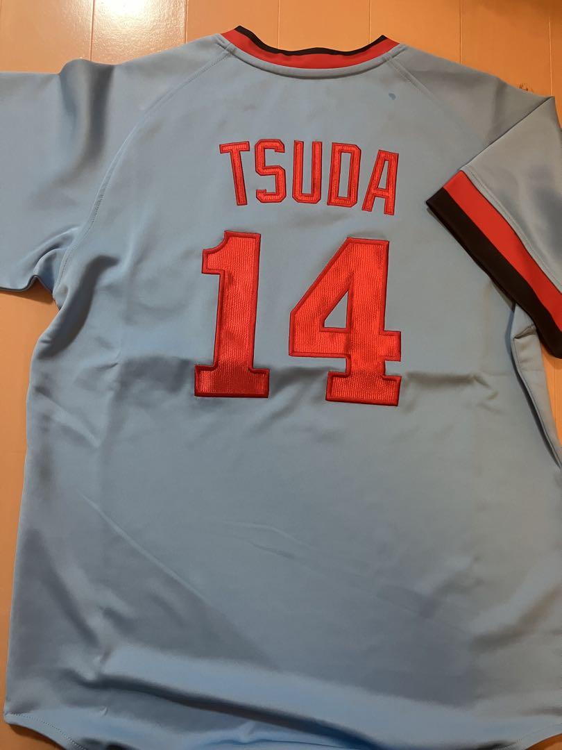 カープ　復刻　ユニフォーム Tsuda 14 水色　Lサイズ カープ 復刻 ユニフォーム Tsuda 14 水色 Lサイズ - メルカリ