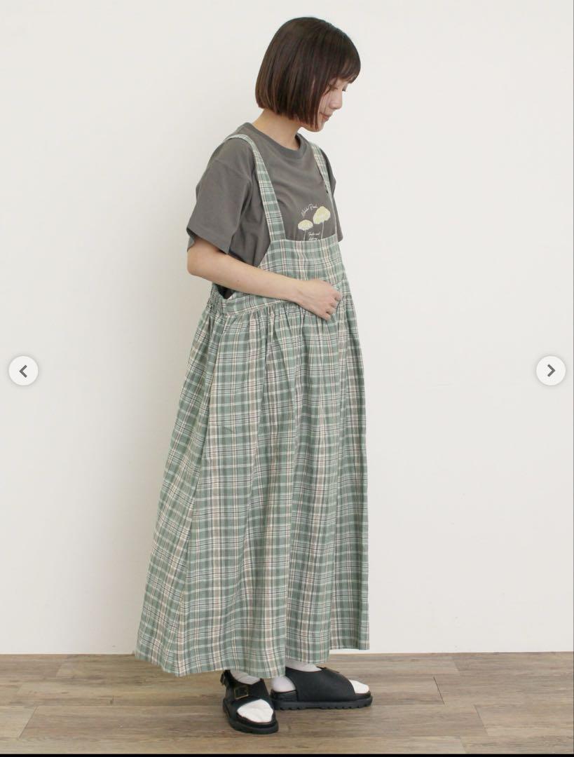 新品タグ付き サマンサモスモス 【Cross×Linen】ジャンスカ グリーン