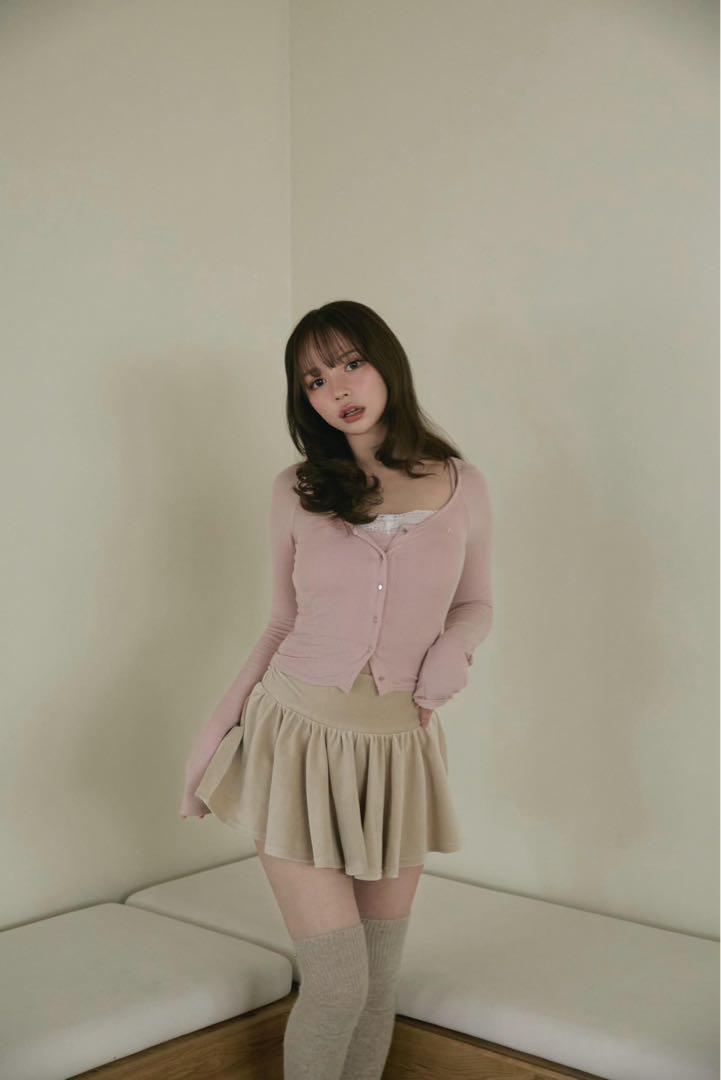 新品タグ付　Silky velour mini skirt andmary S