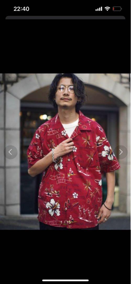 希少 schott ショット レーヨン アロハシャツ 半袖 スカル ハイビスカス