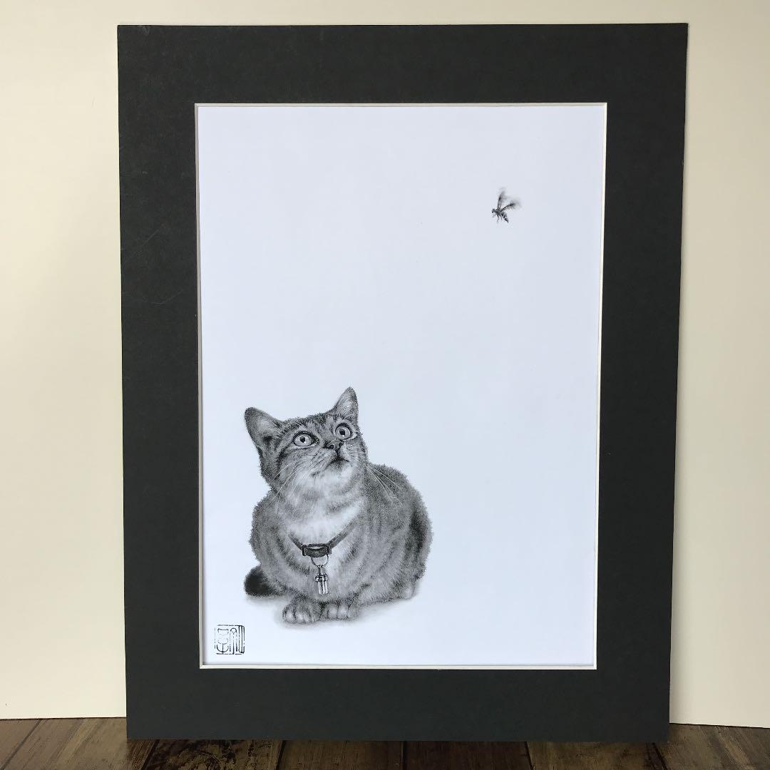 新品超歓迎 手描き 鉛筆絵画 デッサン 猫 絵画 c6W3P-m23192365767 大人気正規品