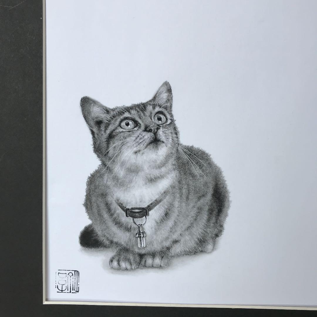 新品超歓迎 手描き 鉛筆絵画 デッサン 猫 絵画 c6W3P-m23192365767 大人気正規品