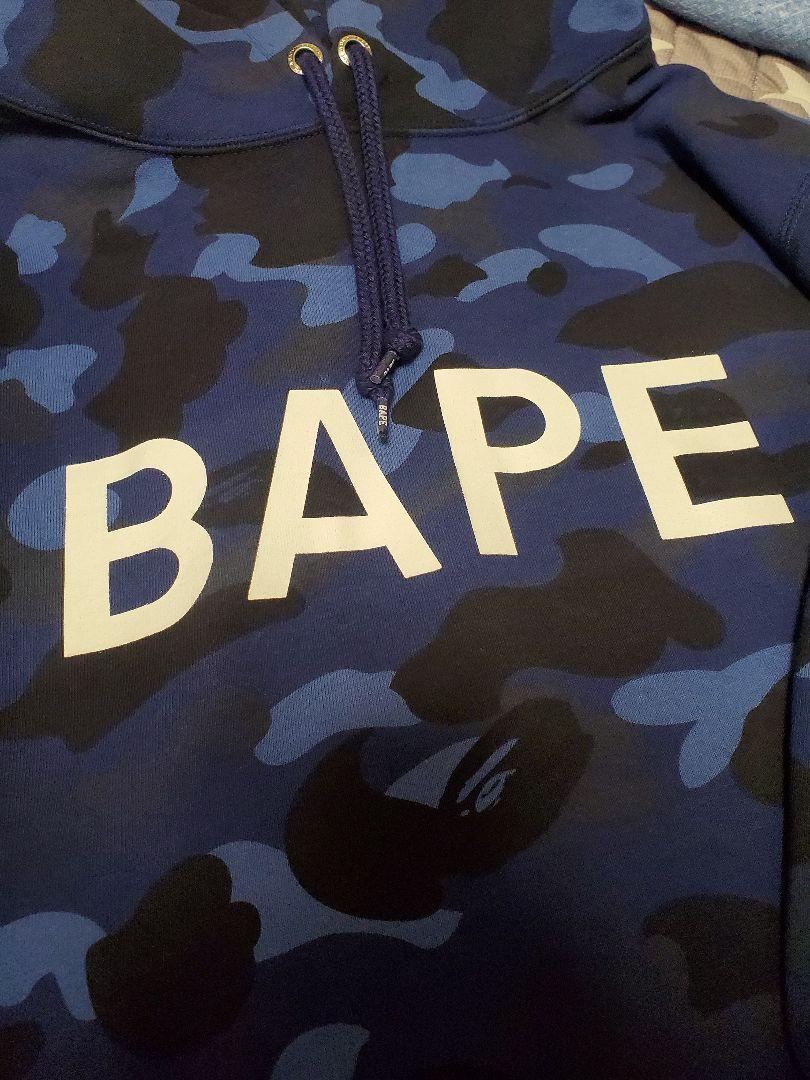 確実正規品　エイプ　bape　青迷彩　パーカー　ape