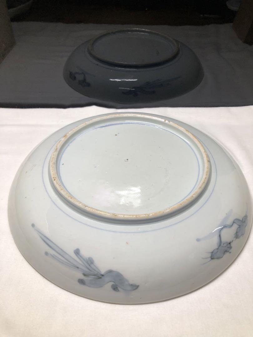 彩絵大皿。松鶴文。彩絵。古美術。骨董品。美品。舊家蔵出し。