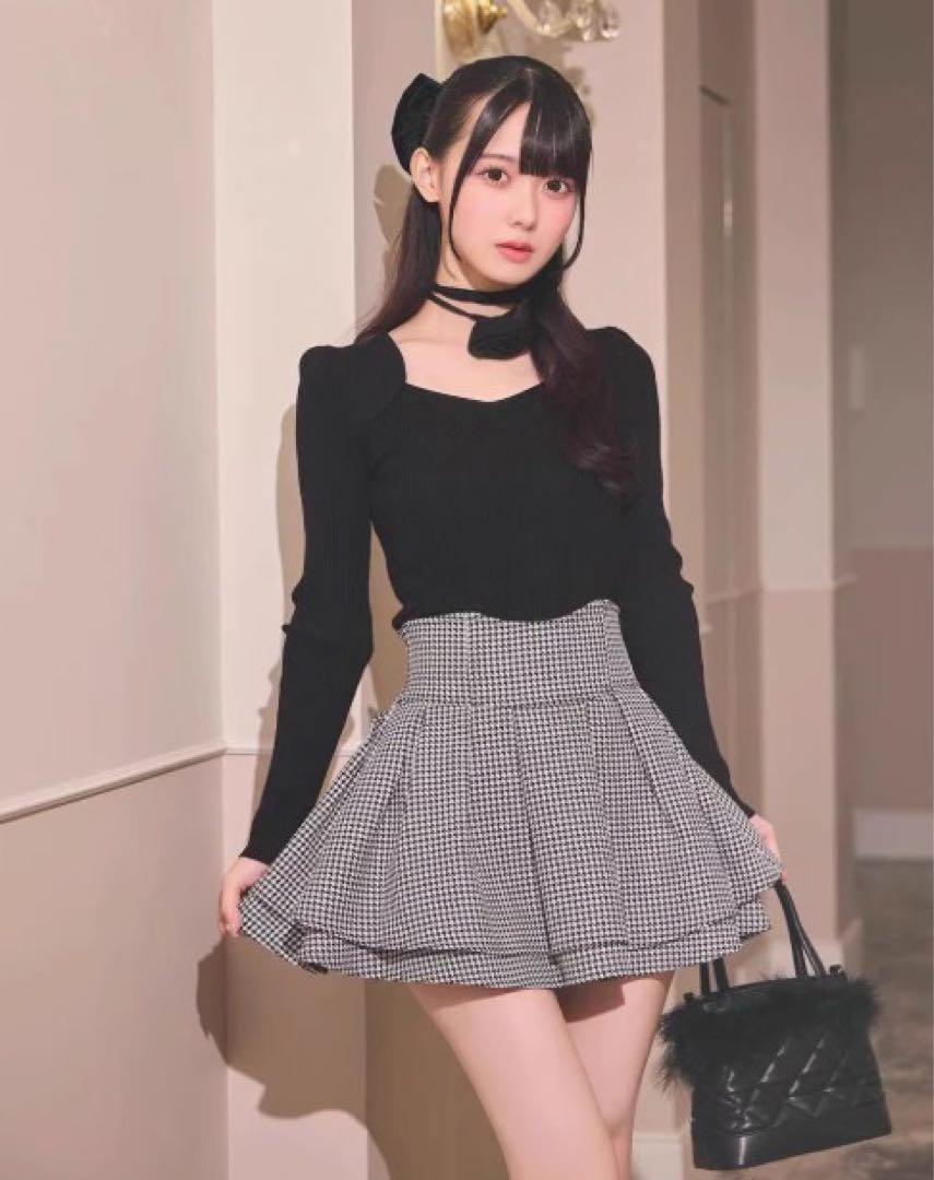 ミシェルマカロン　美脚スカート　千鳥柄　Sサイズ