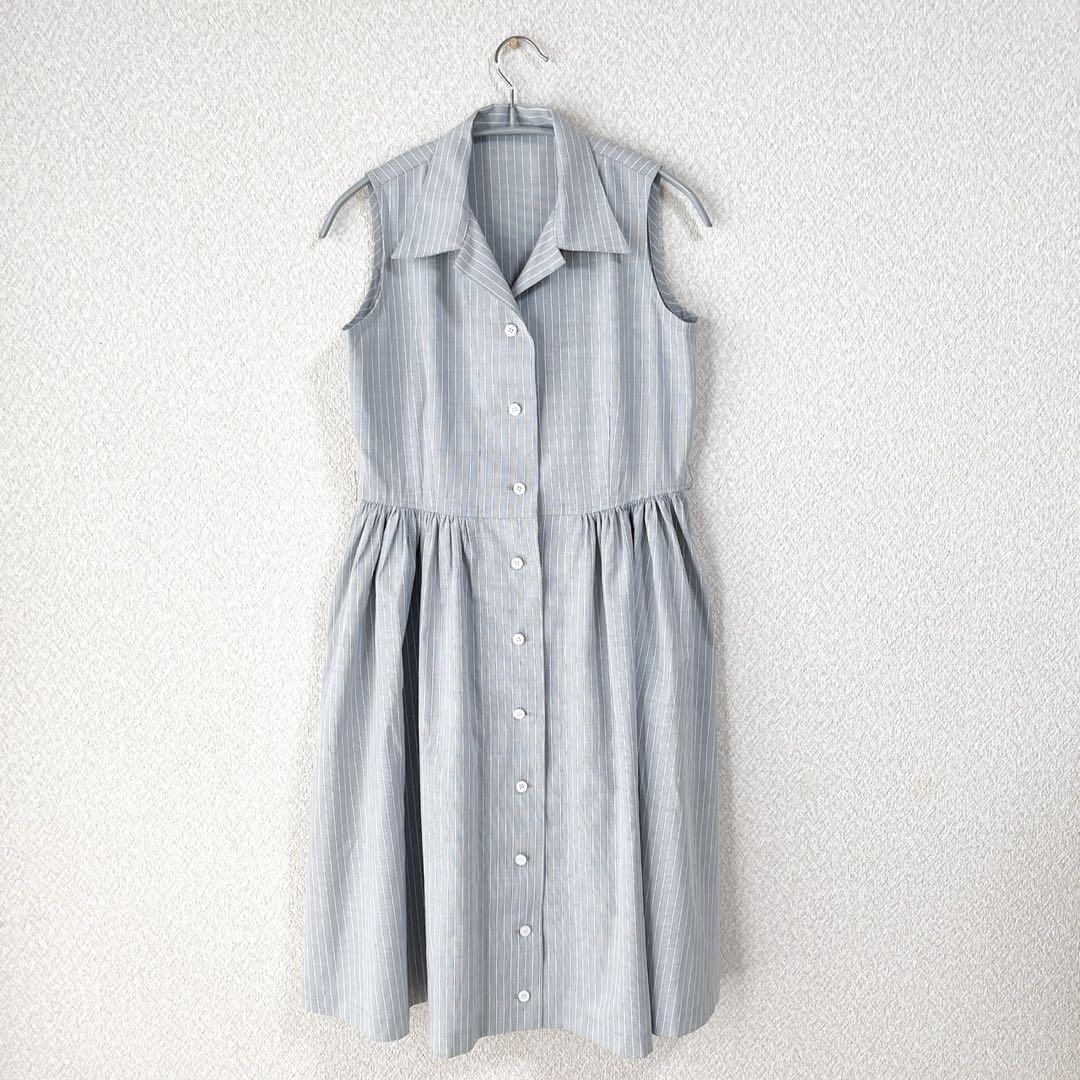 ハンドメイド ノースリーブ シャツ ワンピース