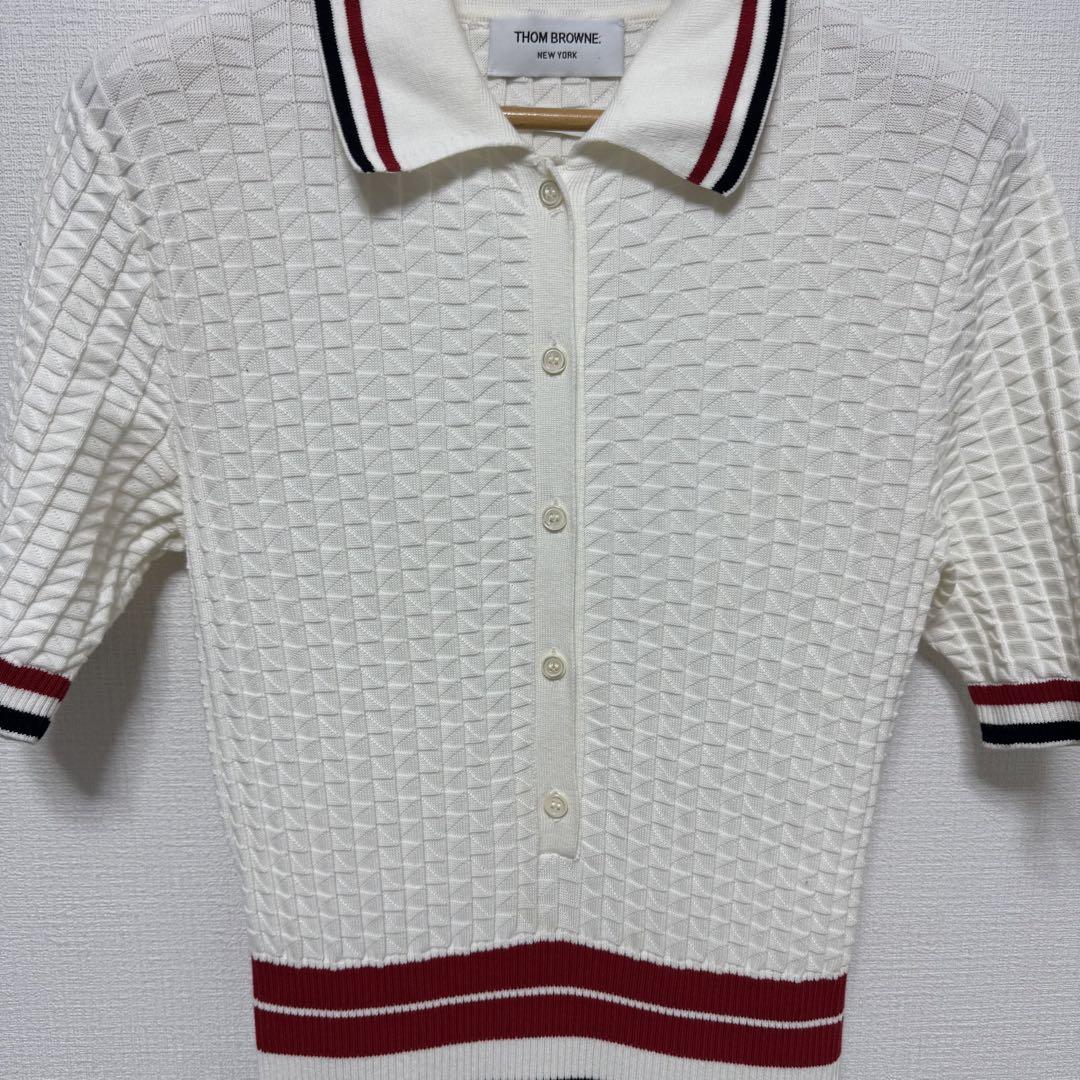 新品同様⭐️ THOM BROWNE ニットワンピース 半袖　ポロシャツ　L 白