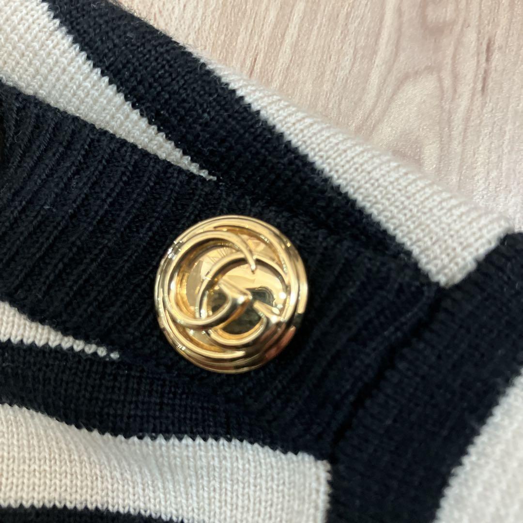 希少 黒入荷！ GUCCI バックワッペンロゴ ニットボーダーワンピース 】グッチ ワンピース