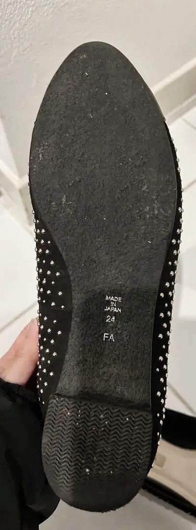 DIANA スタッズ付きブラックフラットシューズ　箱付き