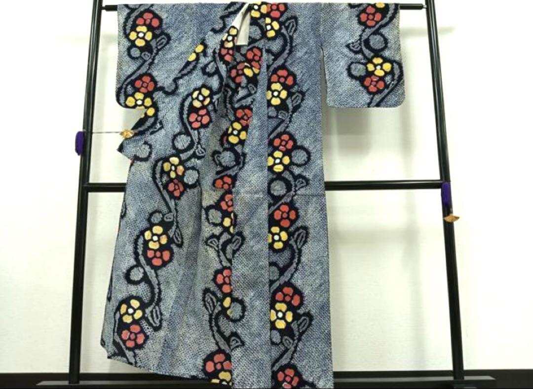 粋な大人の浴衣 高身長の方にも◇有松絞り 草花文 - メルカリ