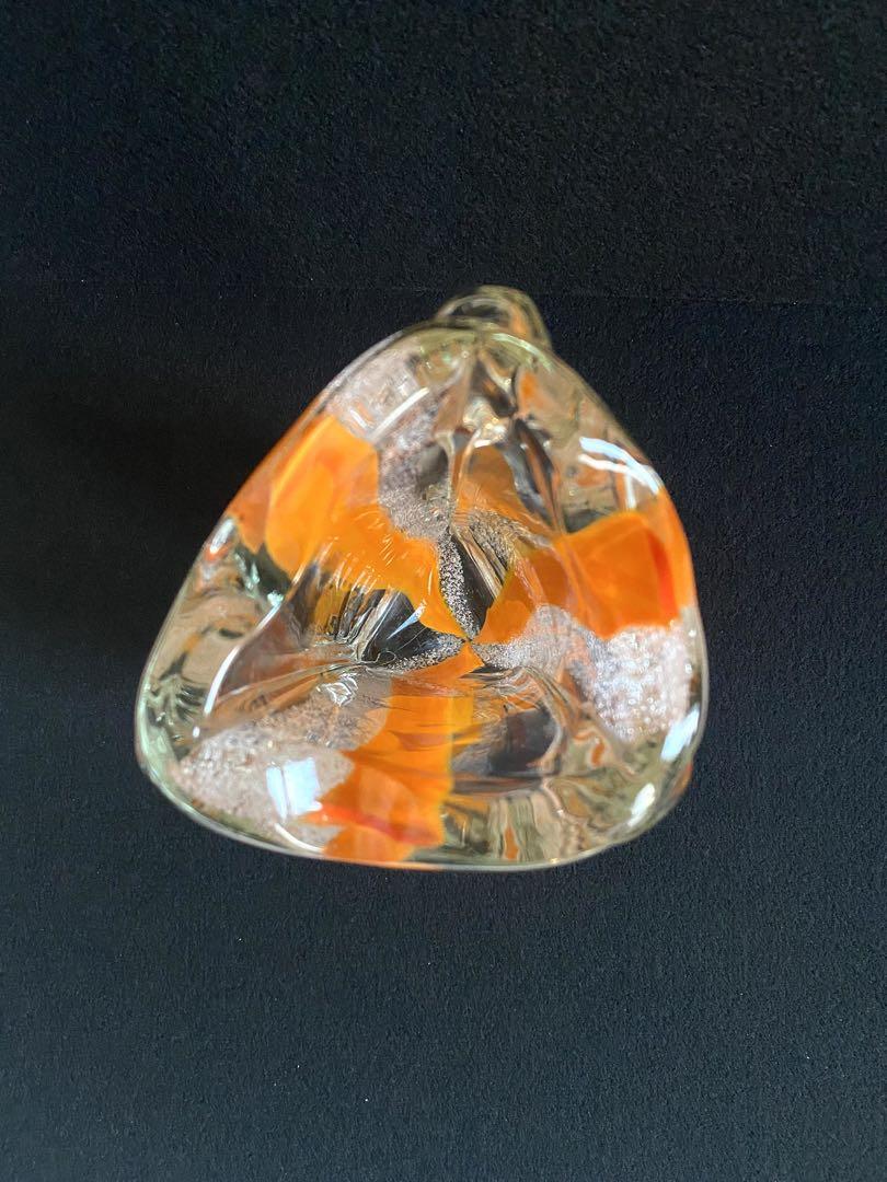 IWATA GLASS  岩田ガラス　オレンジ　ガラス工芸　骨董　品薄　花瓶