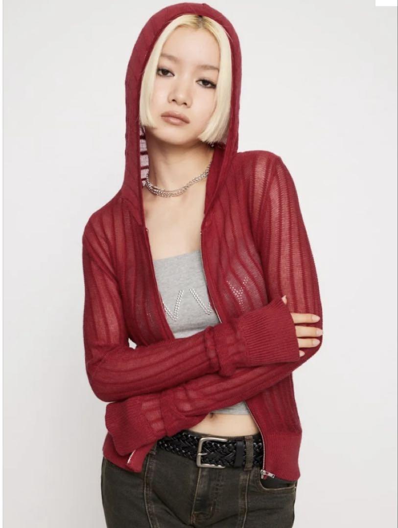 ラグアジェム　HOODIE ZIP KNIT トップス