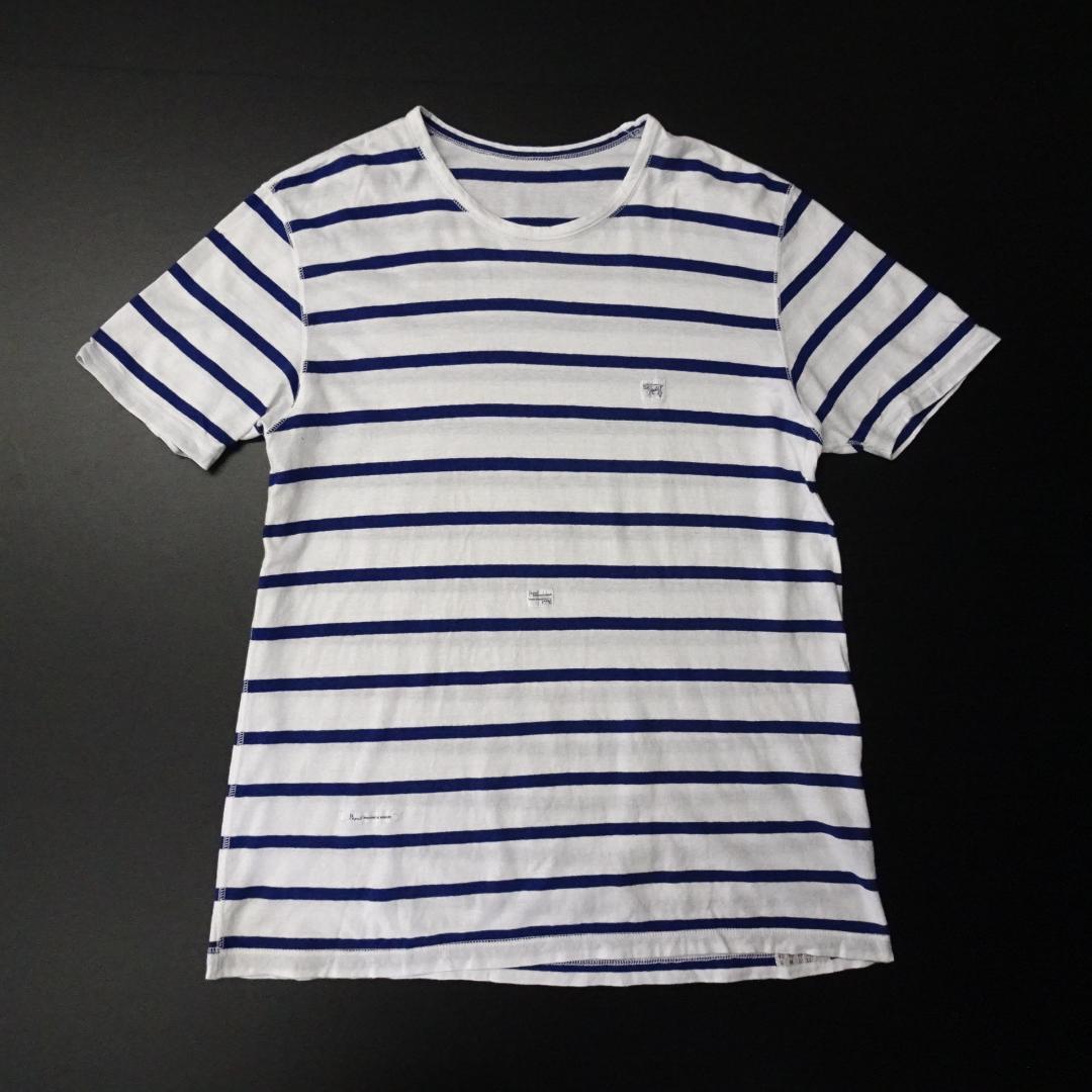 00s- 日本製 Papas パパス 半袖Tシャツ ボーダー マリン パッチ
