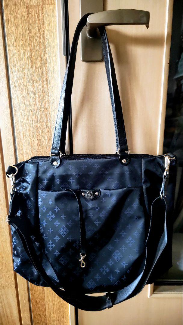 russet ラシット ほぼ 新品 ショルダー付きトートバッグ 黒×紺
