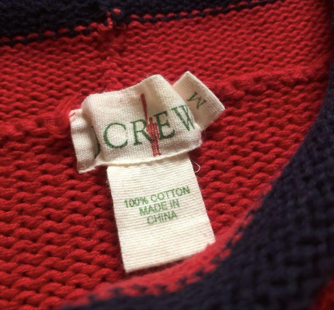 90s Old J.CREW レアカラー 赤紺2トーン ロールネックニット 昔