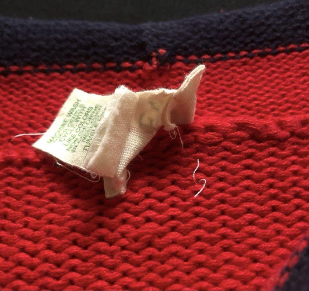 90s Old J.CREW レアカラー 赤紺2トーン ロールネックニット 昔