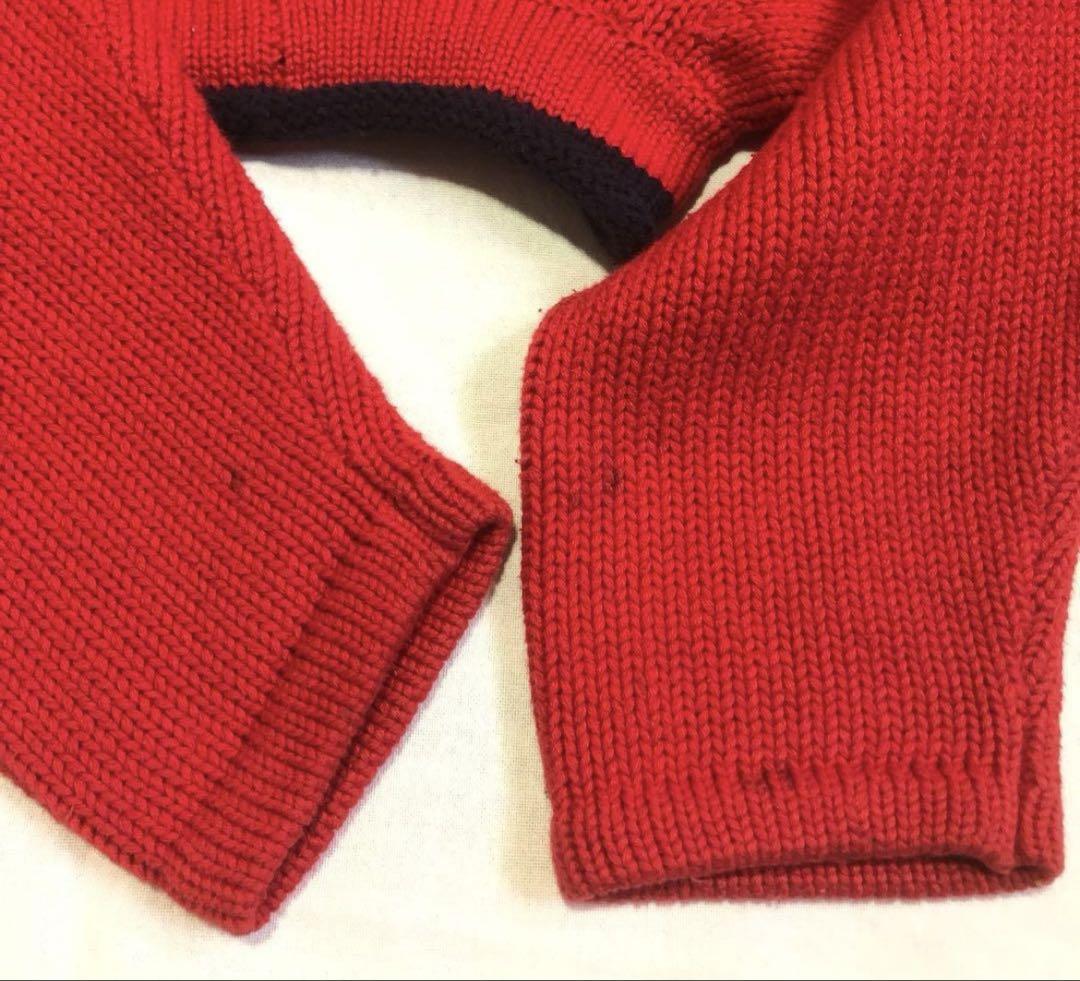 90s Old J.CREW レアカラー 赤紺2トーン ロールネックニット 昔
