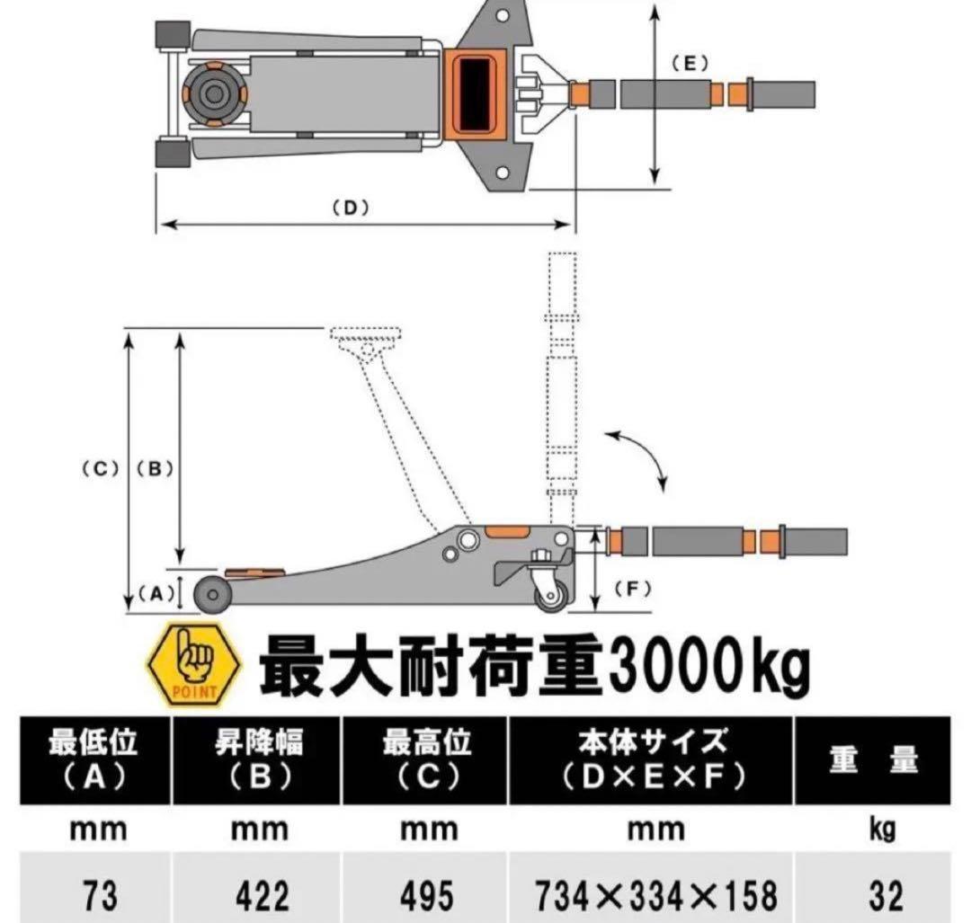 1875ジャッキ 車 3t 油圧 ジャッキアップ メンテナンス