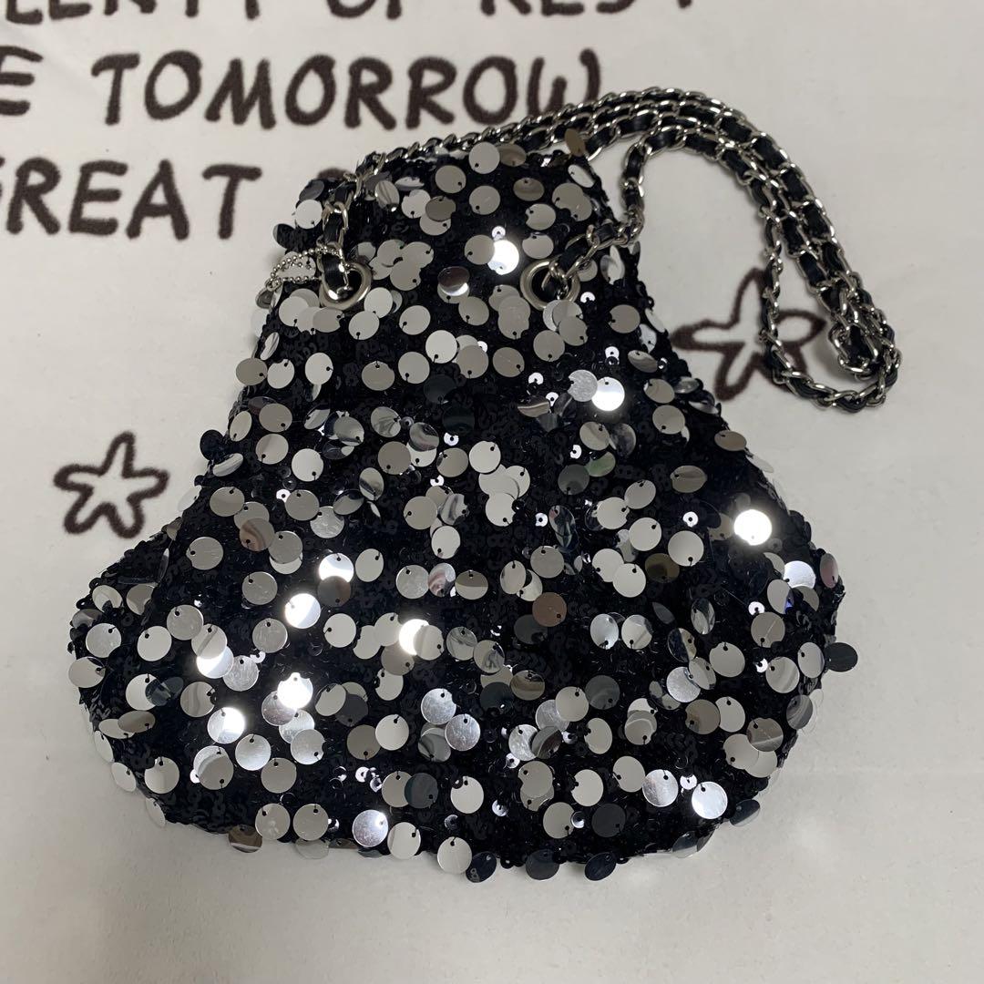 COCODEAL ココディール スパンコール 巾着 バッグ black