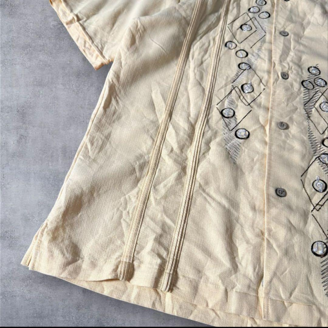 1408】GUAYABERAキューバシャツ開襟刺繍プリーツ四つポケ