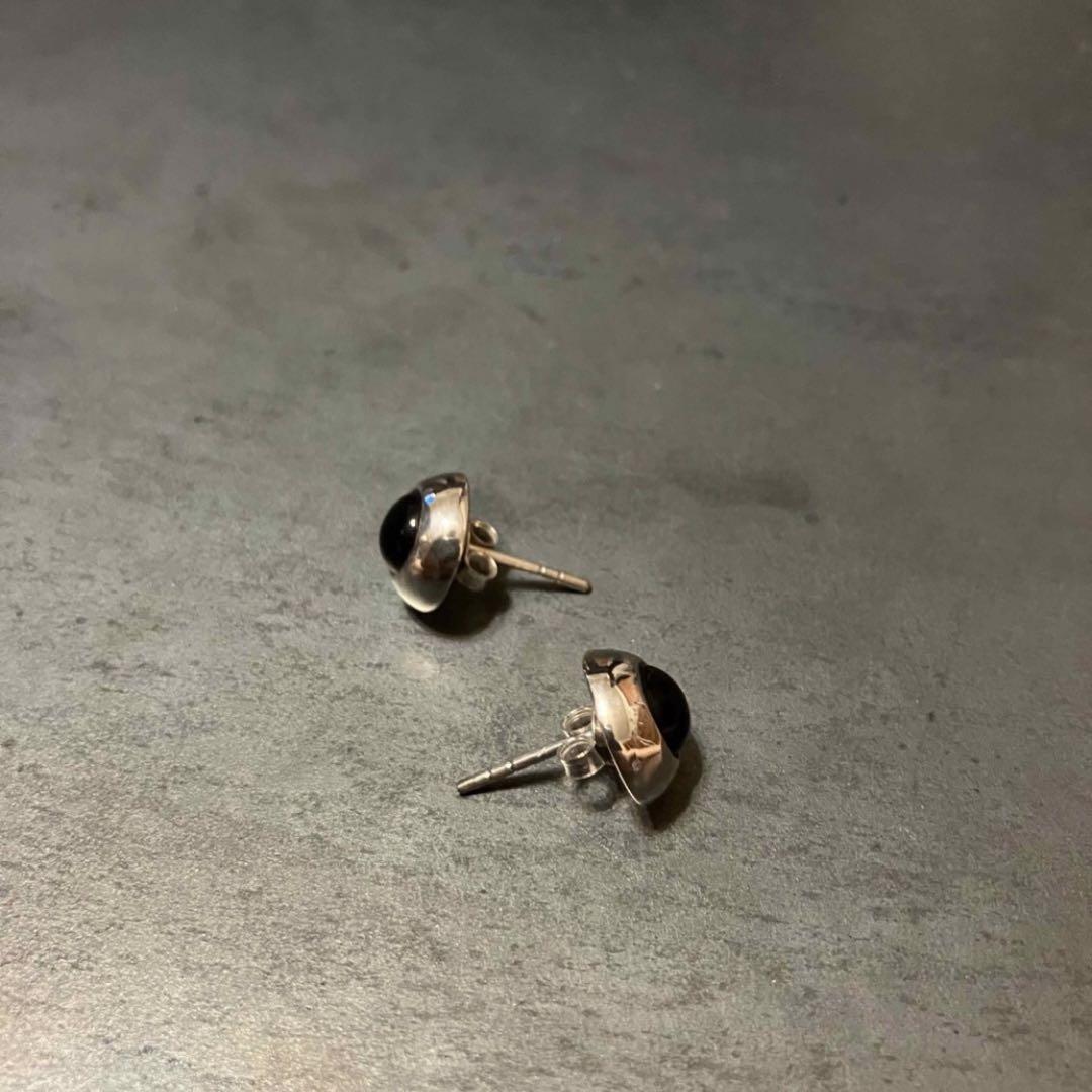 SILVER925 ONYX STUD EARRINGS /シルバー/ピアス
