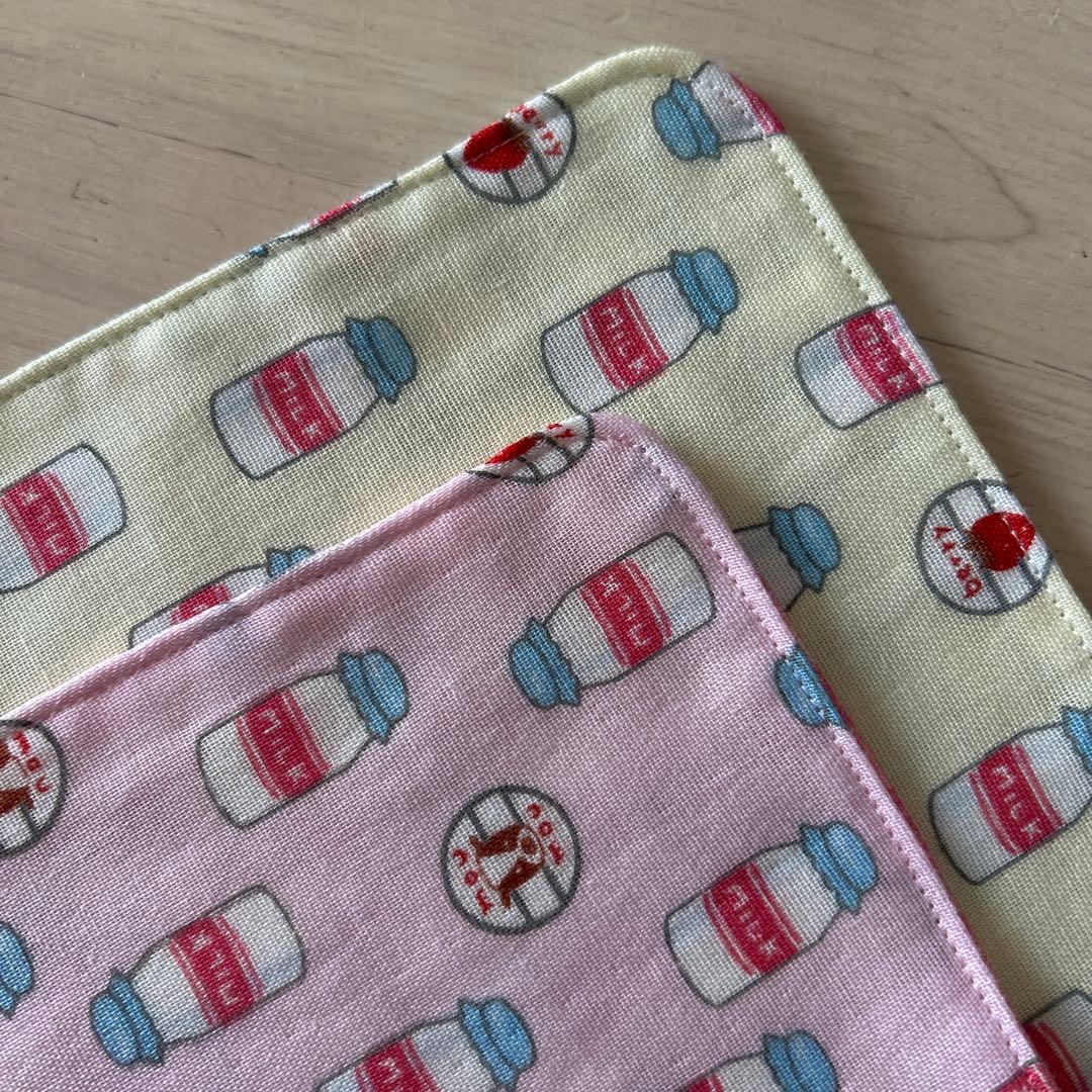 ダブルガーゼ ハンカチ ミルク柄 2枚セット ダブルガーゼ ハンカチ ミルク柄 2枚セット