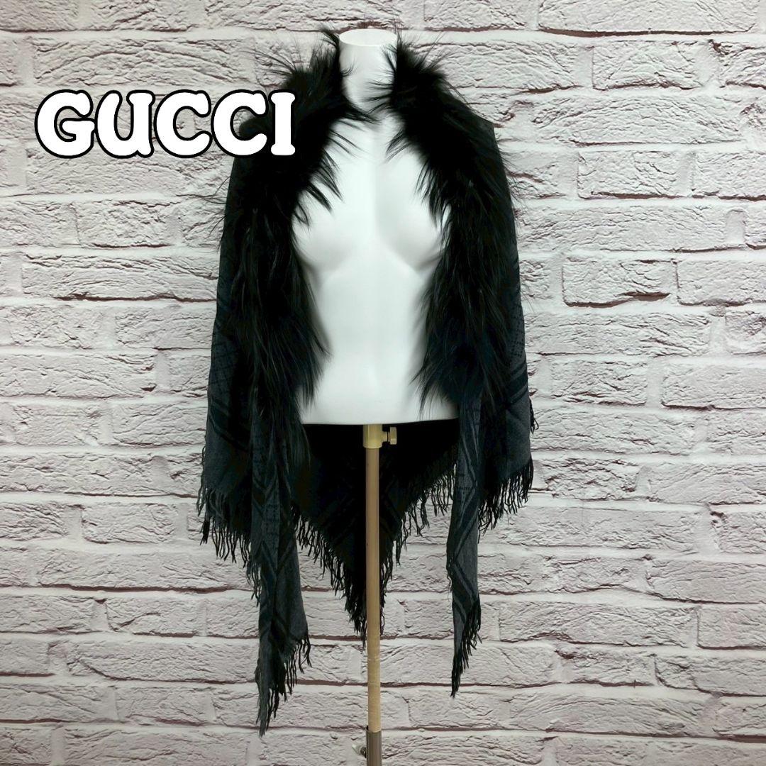 ☆鉄0441P☆ GUCCI ファー付きストール