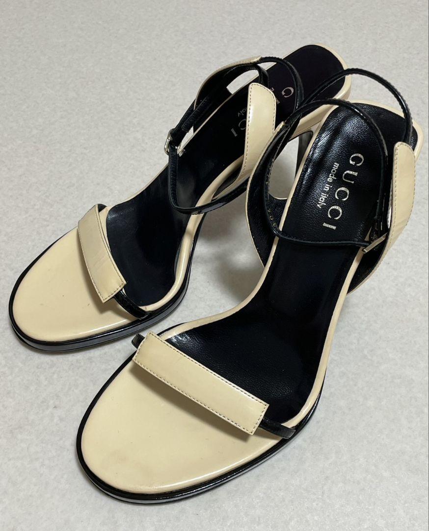 GUCCI グッチ ピンヒール ストラップ サンダル 22.5cm GG柄袋