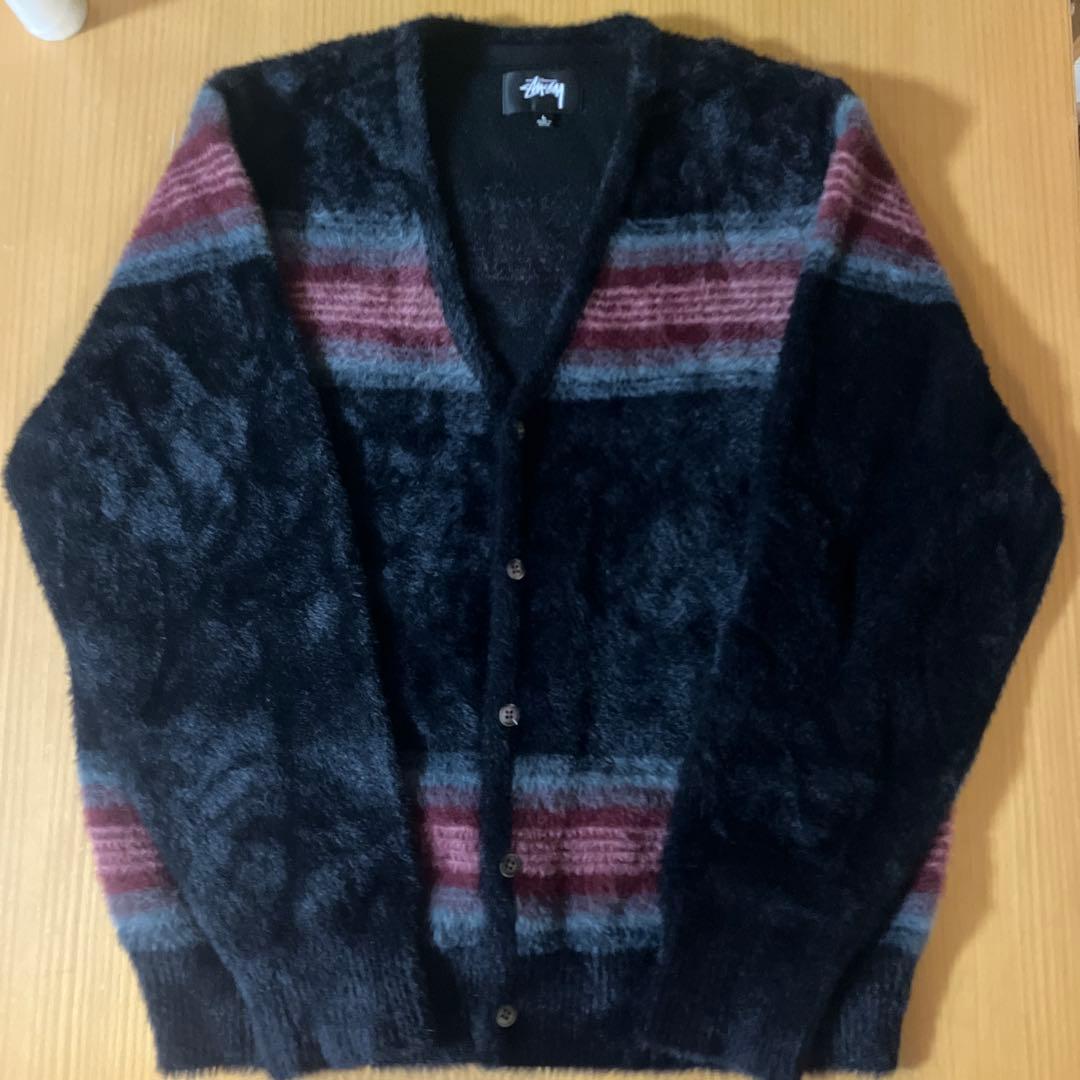 STUSSY Stripe Shaggy cardigan LL STUSSY