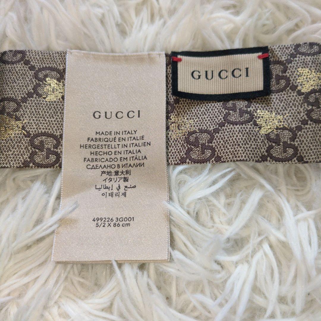 GUCCI リボン　ネックボウ　ミニスカーフ　現行モデル GG柄 ビー