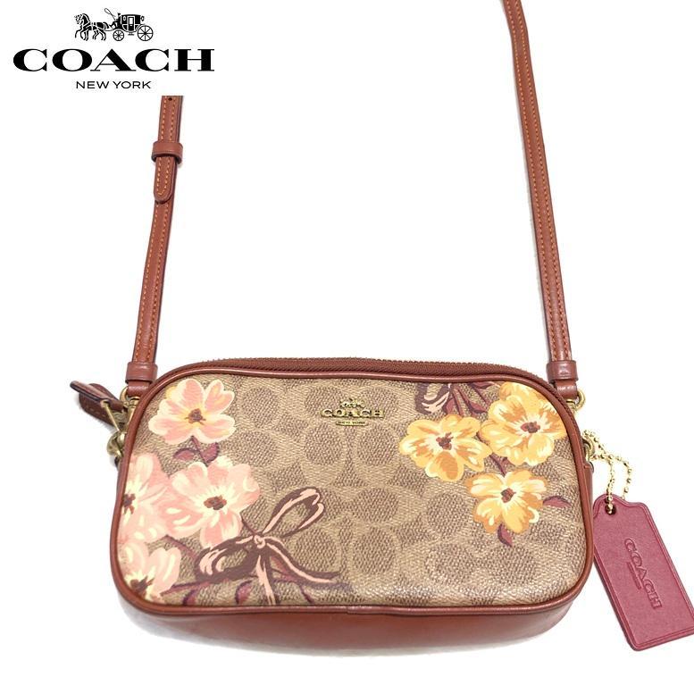□COACH コーチ シグネチャー Wファスナー ショルダーバッグ 花柄