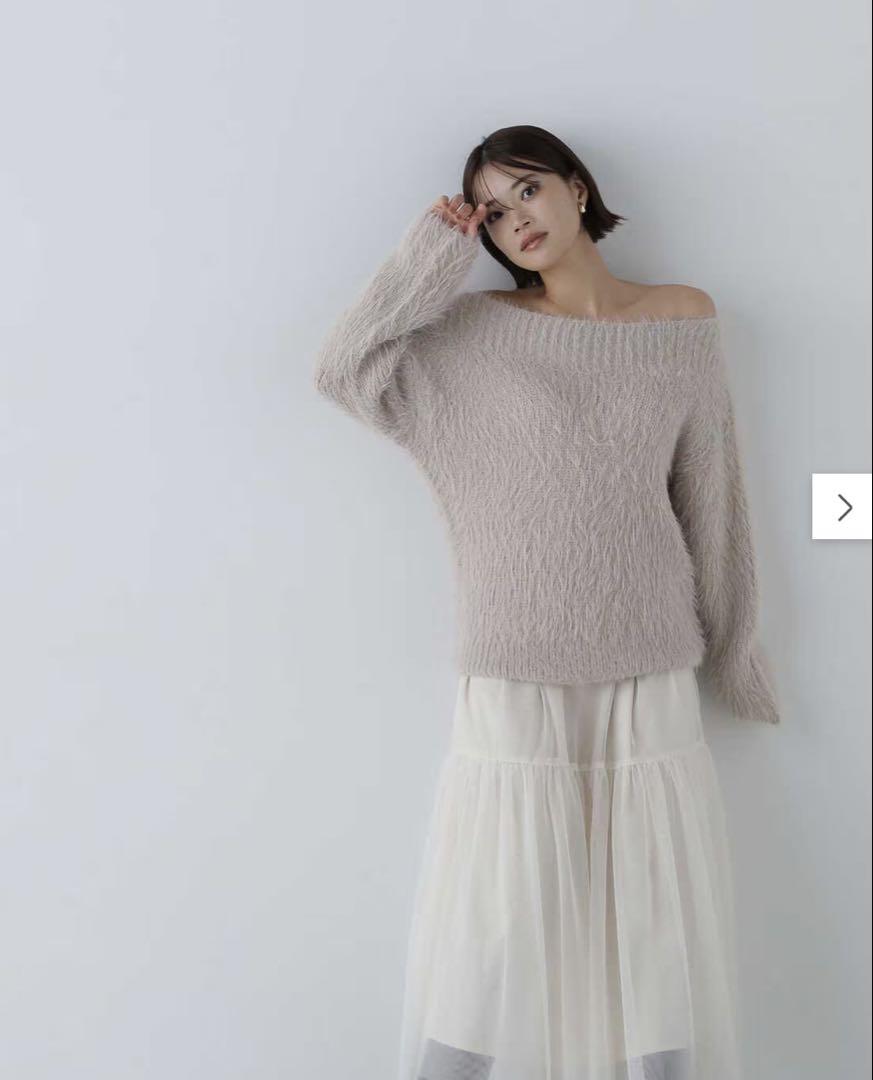 NATURAL BEAUTY BESIC シャギーニット&チュールスカート