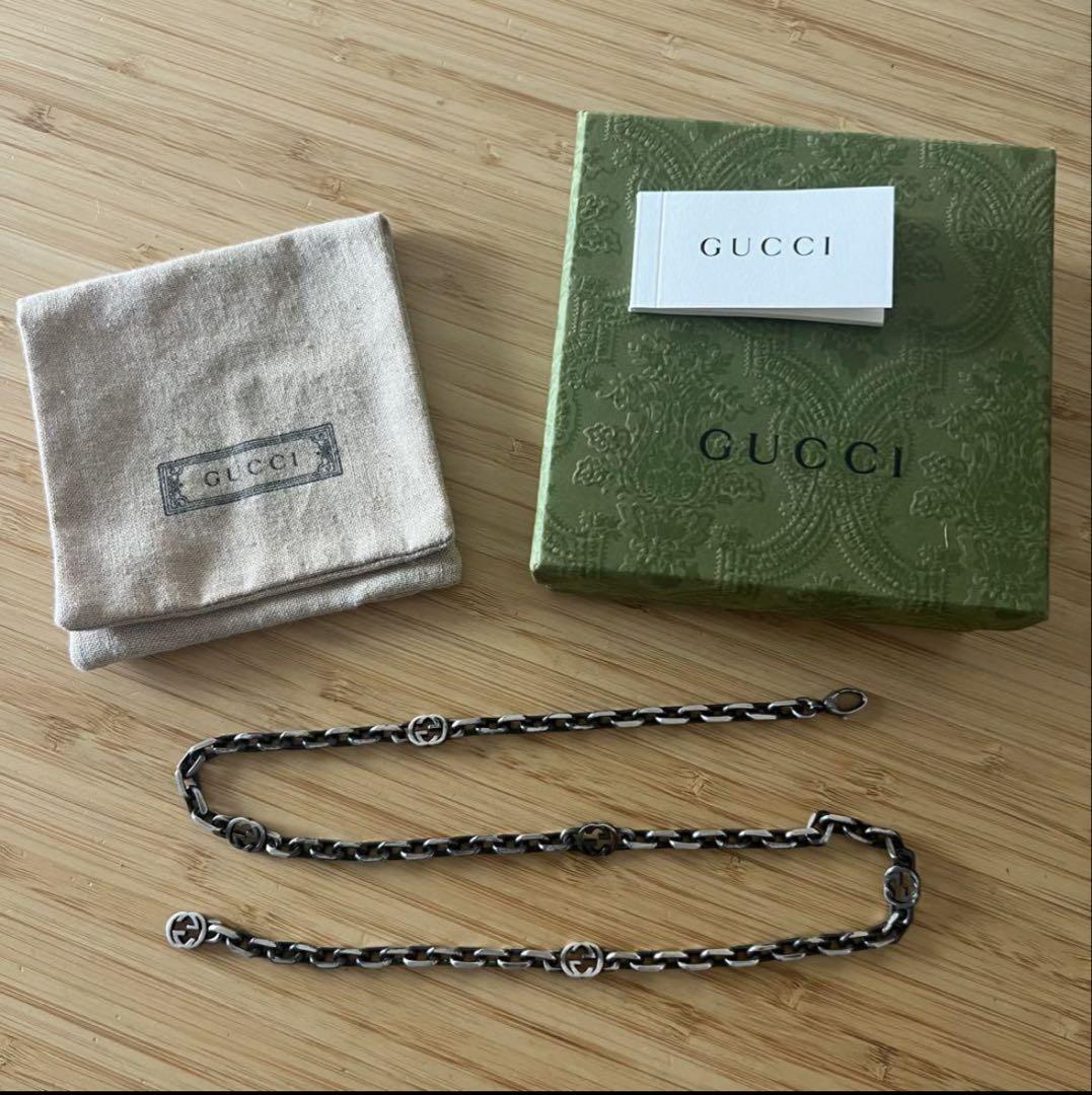 通販 メンテ済み】GUCCI インターロッキングシルバーチェーン アクセサリー