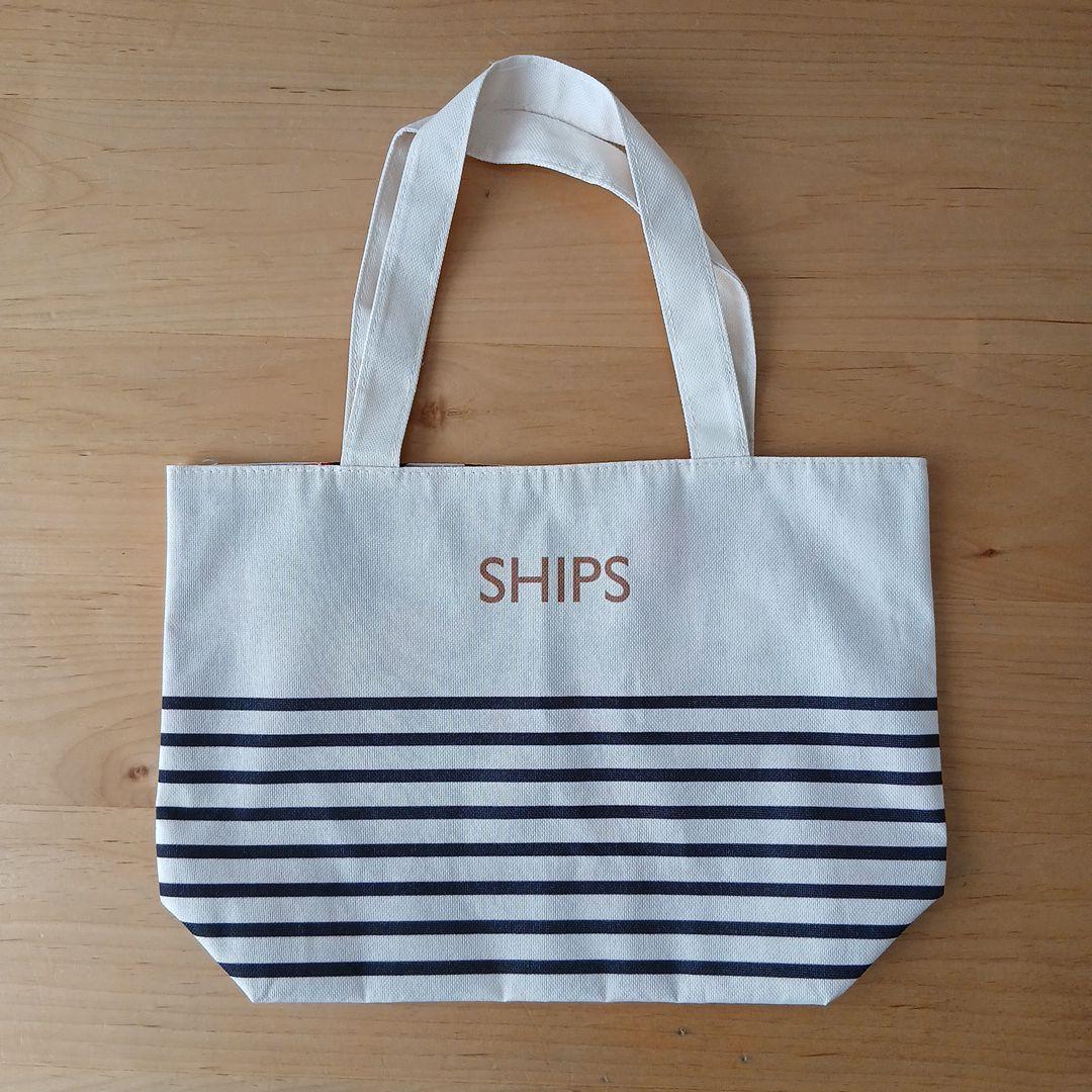 SHIPS ストライプ トートバッグ アイボリー/ネイビー - メルカリ