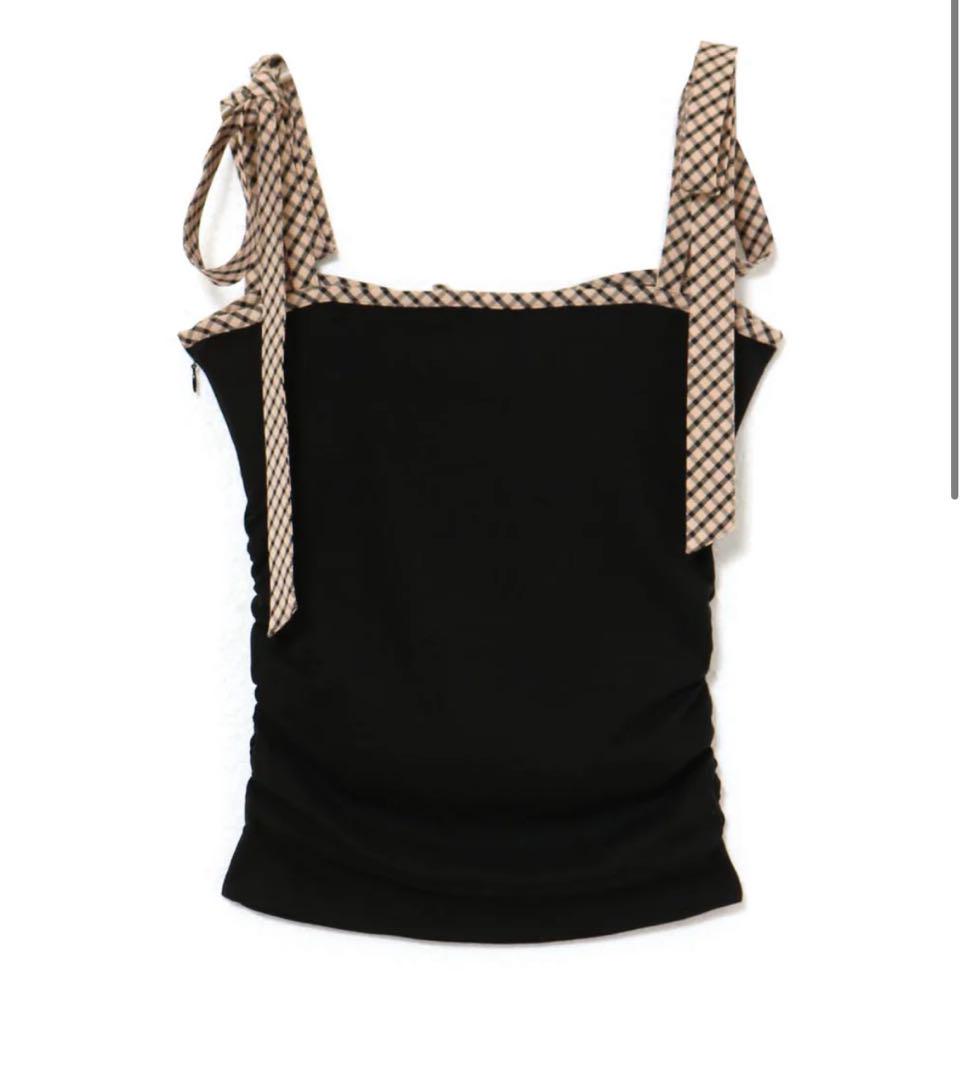 andmary Alice check ribbon tops black