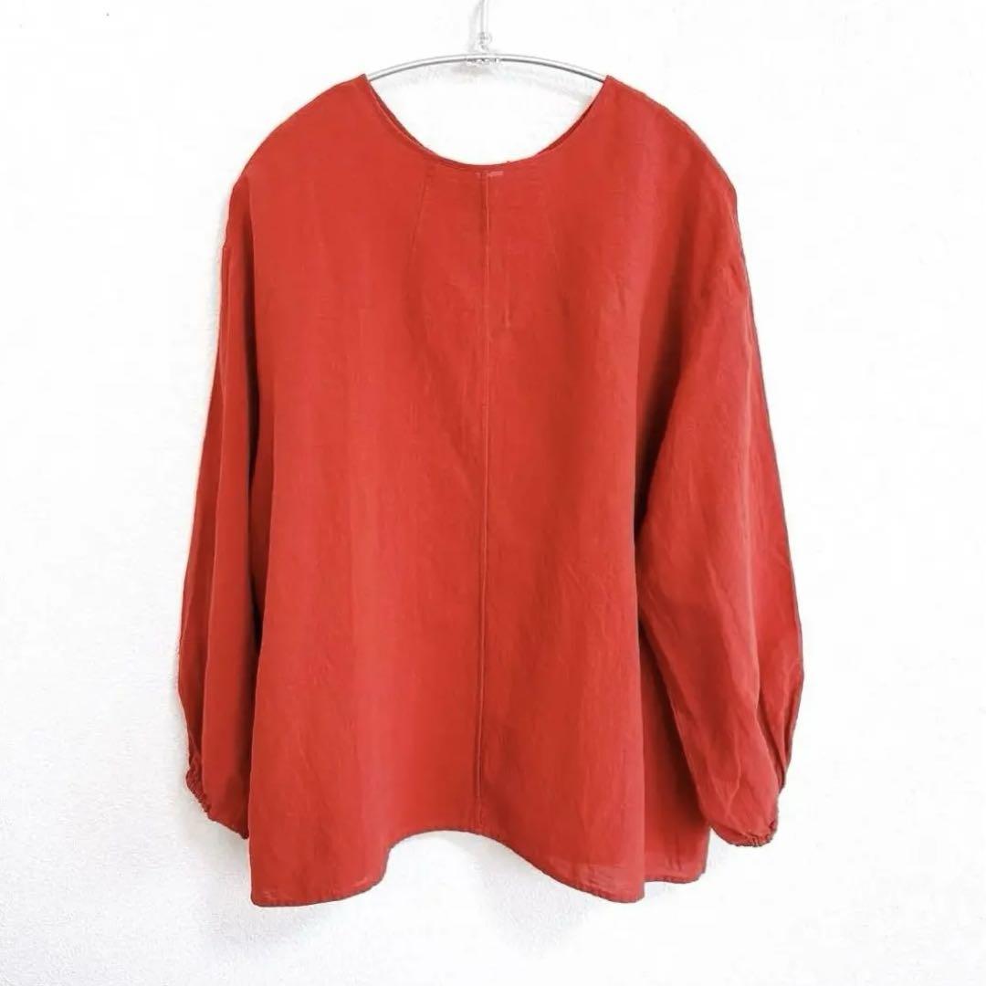 【 yuni 】　ユニ　オレンジ　リネン混　コットン　ブラウス　シャツ　トップス 6,800円