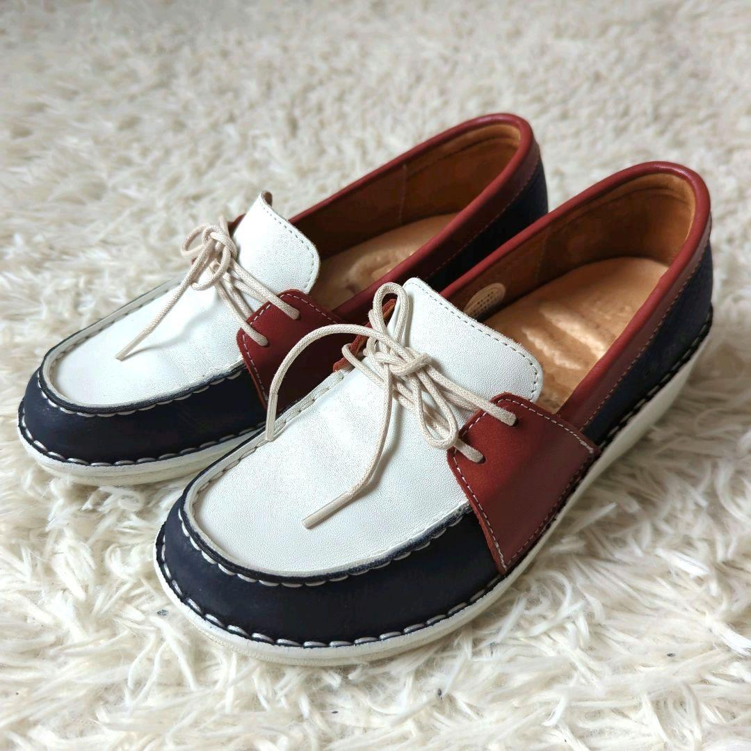 美品 HPS トラッドデッキシューズ レザー 健康靴 22.5cm