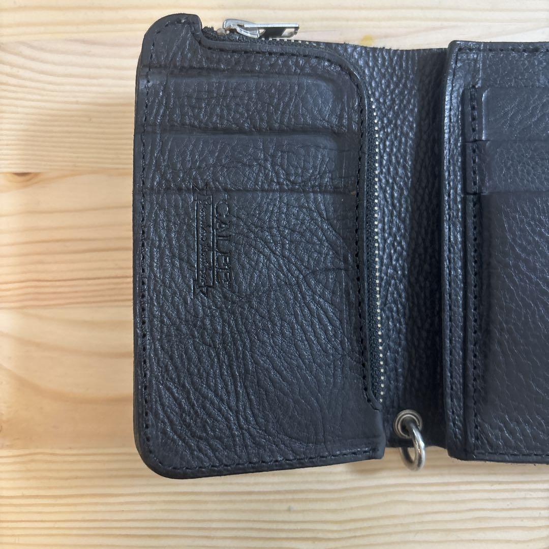 CALEE 本革 三つ折り財布 黒