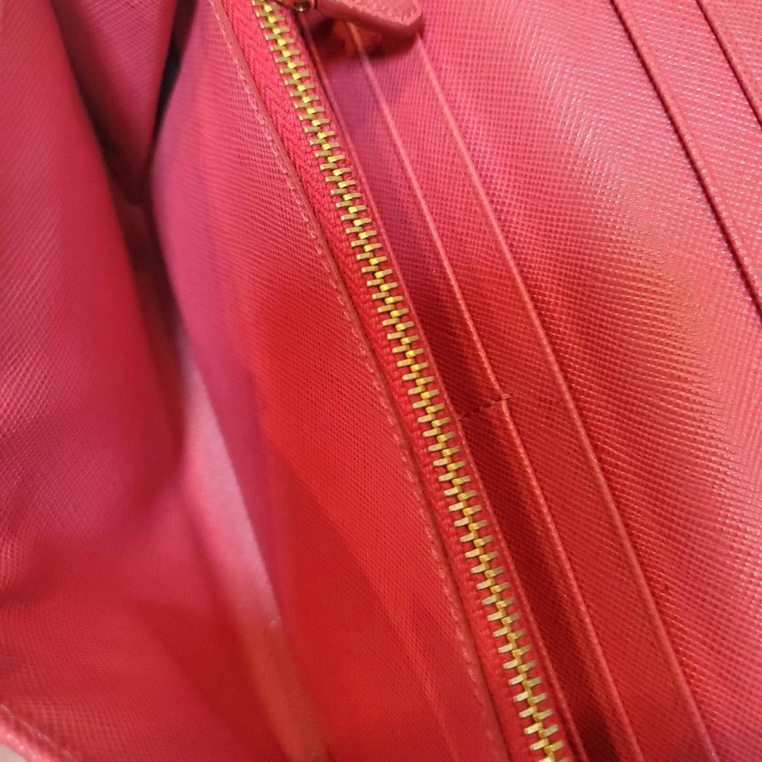 美品　プラダ　長財布 サフィアーノ フィオッコ ブルー メタルロゴ リボン