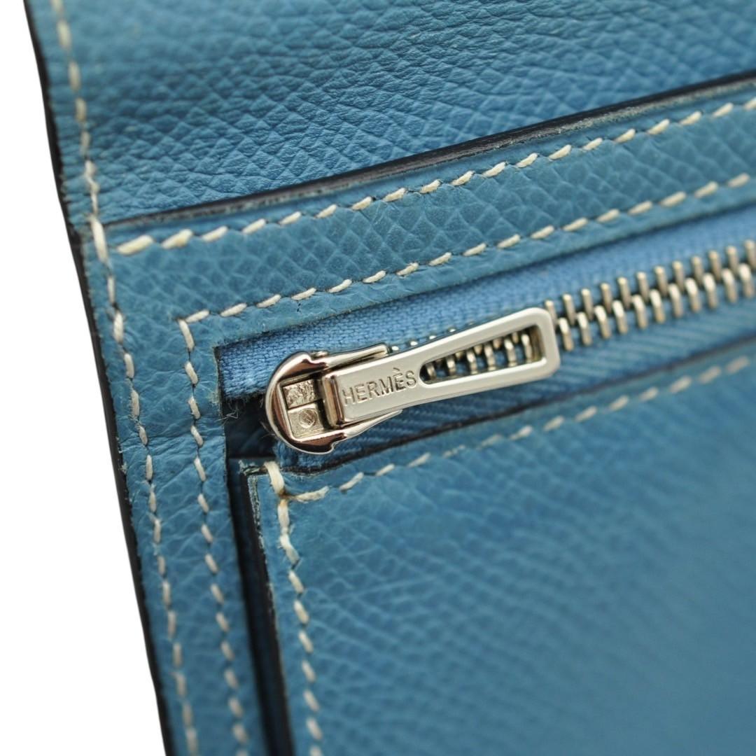 HERMES 美品 ベアン クシュベル ブルージーン 長財布 □J刻印 HERMES 美品 ベアン クシュベル ブルージーン 長財布 □J刻印