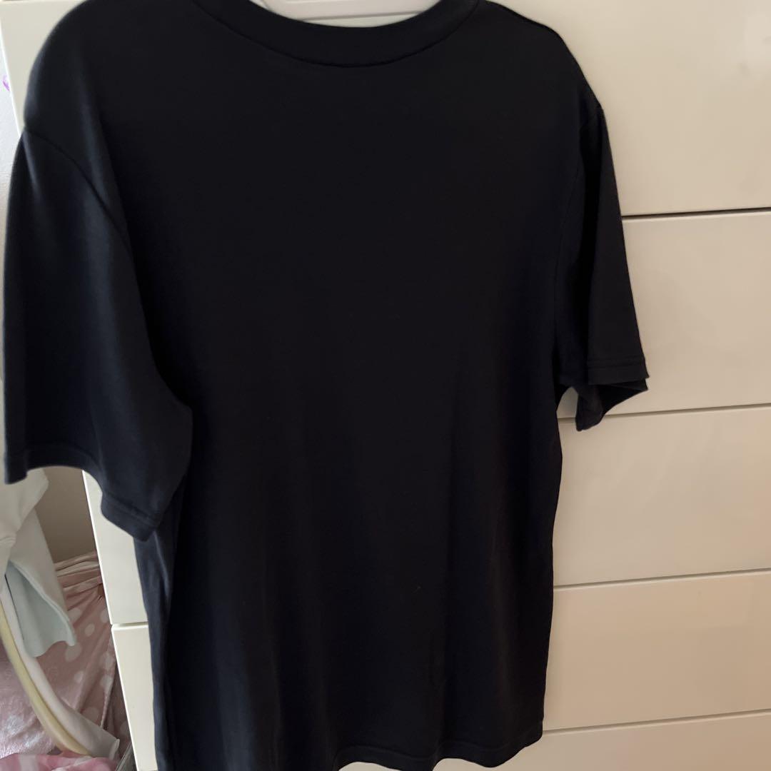 ミナペルホネン　ネイビー 半袖Tシャツ ちょうちょロゴ付き