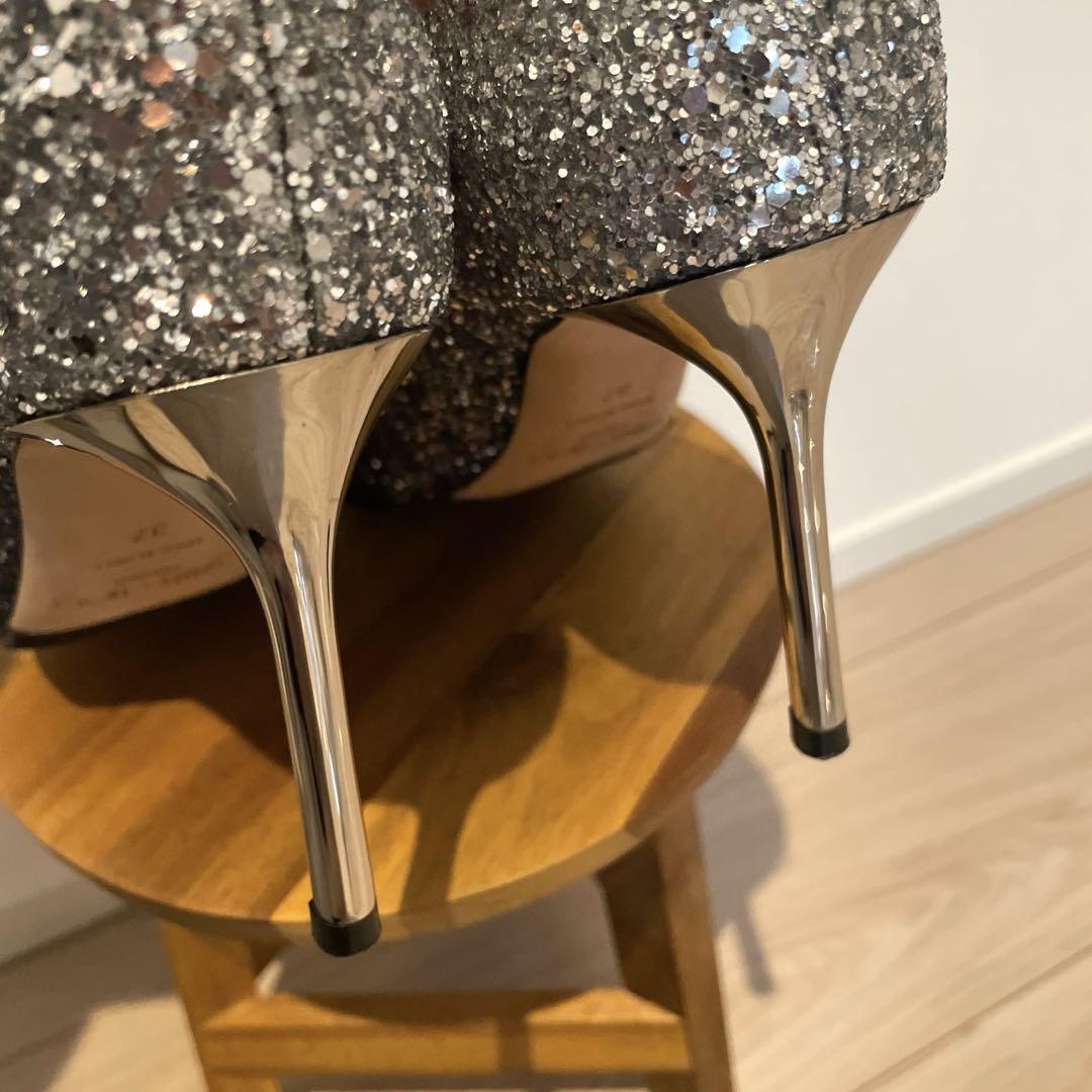 【未使用】JIMMY CHOO シルバー グリッター　ハイヒールパンプス
