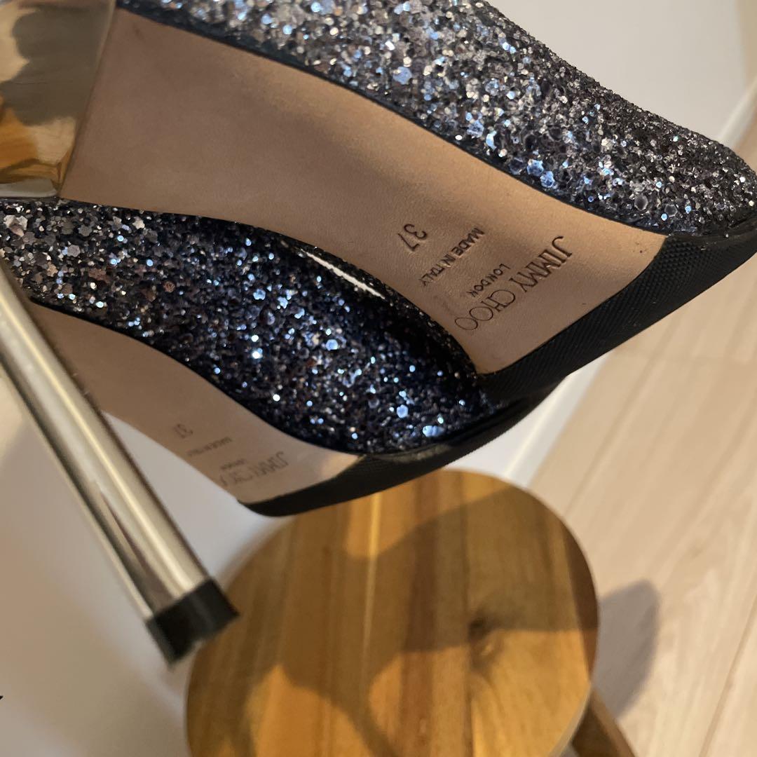 【未使用】JIMMY CHOO シルバー グリッター　ハイヒールパンプス