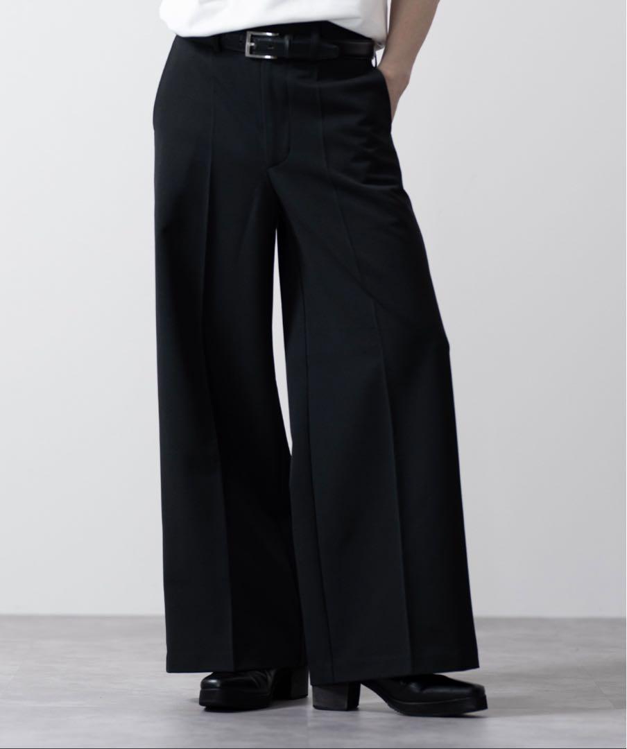 完売品　CLEL バックブラッシュドTR フレアスラックス　M ブラック
