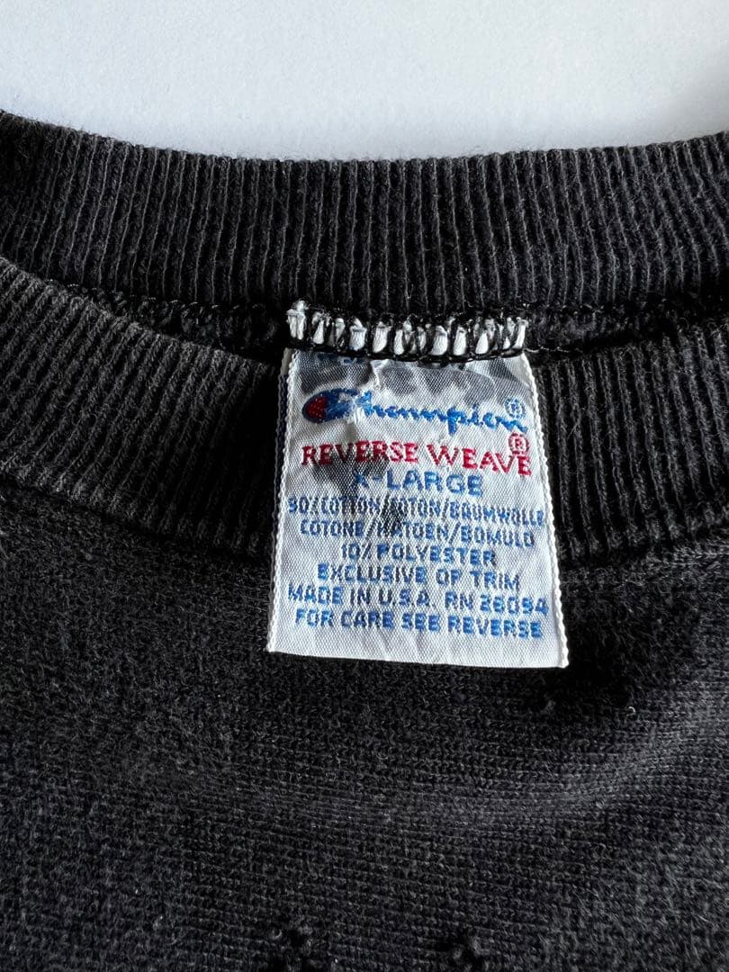 レア 90s チャンピオン リバースウィーブ 黒 usa/刺繍タグ XL
