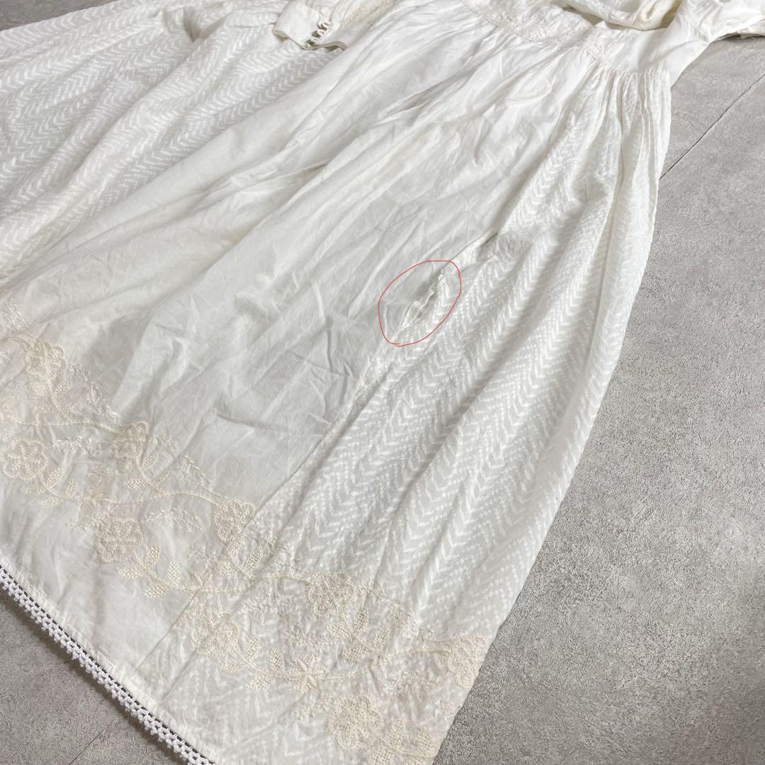 ツハル bySM2 お花刺繍のギャザーワンピース レース オフ白 ロング